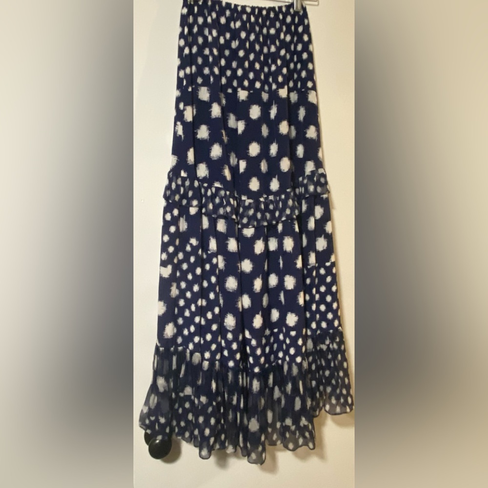 DVF silk ruffle maxi skirt size xs